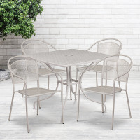 Flash Furniture CO-35SQ-03CHR4-SIL-GG 35.5" Square Table Set with 4 Round Back Chairs in Gray